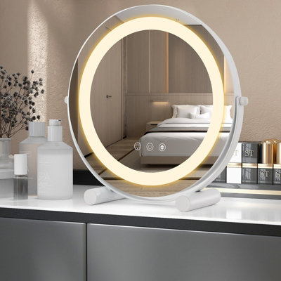 Costway Makeup Vanity Mirror 3 Color Dimmable LED Lighted Round