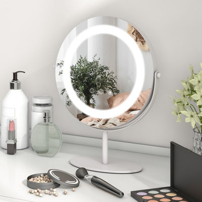 Costway Makeup Vanity Mirror 3 Color Dimmable LED Lighted Round Mirror Touch Screen - 3