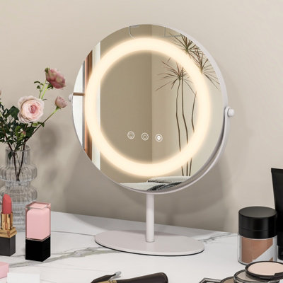Costway Makeup Vanity Mirror 3 Color Dimmable LED Lighted Round Mirror Touch Screen - 4