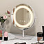 Costway Makeup Vanity Mirror 3 Color Dimmable LED Lighted Round Mirror Touch Screen
