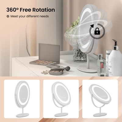 Costway Makeup Vanity Mirror 3 Color Dimmable LED Lighted Round Mirror Touch Screen - 9