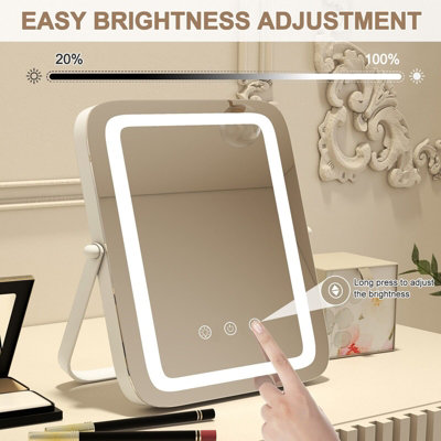 Costway Makeup Vanity Mirror Multi-occasion 3 Color LED Mirror with ...