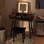 Costway Makeup Vanity Table Set Dressing Makeup with Flip Top Mirror & Cushioned Stool