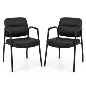 Costway Meeting Chair Set of 2 Upholstered PU Leather Conference Chairs Guest Chair