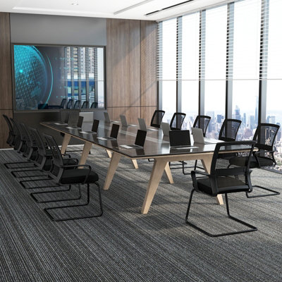 MEDIMALL Conference Chair Set Of 2, Meeting Room Chair With Metal Sled Base & Adjustable Lumbar Support, Mid-Back Mesh Reception Chair