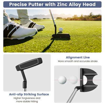 Costway Mens 9 PCS Complete Golf Club Set Includes 460cc Alloy Driver Right Handed - 8