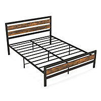 Costway Metal Bed Frame King Size  Industrial Platform Bed with Headboard and Footboard