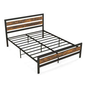 Costway Metal Bed Frame King Size  Industrial Platform Bed with Headboard and Footboard