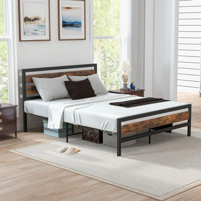 Platform bed with on sale wood headboard