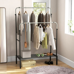 Costway Metal Clothes Hanging Garment Rack Height Adjustable Clothing Rack with 2 Rods