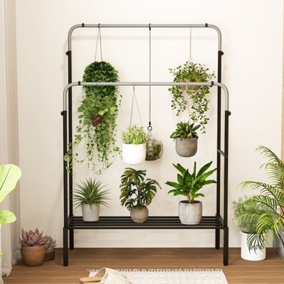 Costway Metal Clothes Hanging Garment Rack Height Adjustable Clothing Rack with 2 Rods - 4