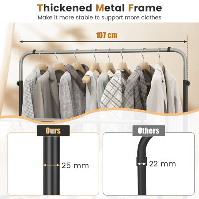 Costway Metal Clothes Hanging Garment Rack Height Adjustable Clothing Rack with 2 Rods - 7