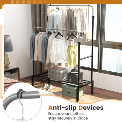 Costway Metal Clothes Hanging Garment Rack Height Adjustable Clothing Rack with 2 Rods - 9