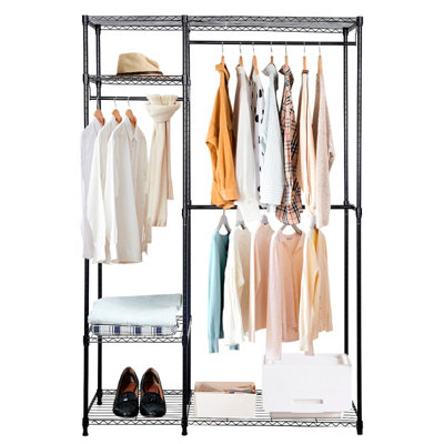 Costway Metal Clothes Rails Stand Adjustable Shelves Garment Coat Rack Wardrobe Bedroom