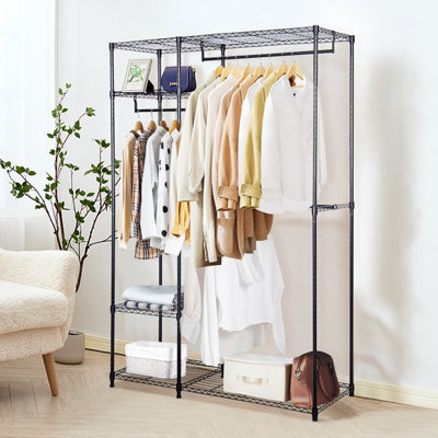 Costway Metal Clothes Rails Stand Adjustable Shelves Garment Coat Rack ...
