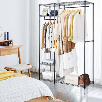 Costway Metal Clothes Rails Stand Adjustable Shelves Garment Coat Rack Wardrobe Bedroom - 5