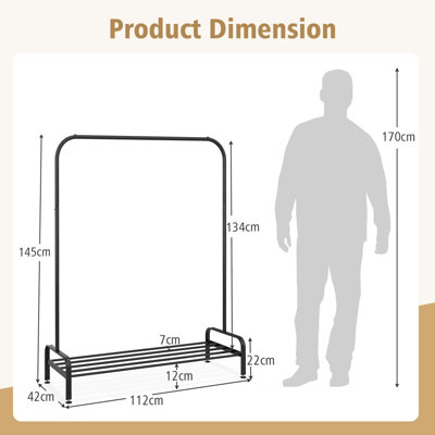 Costway Metal Clothes Stand Rack Hanging Garment Racks w/ Lower Storage Shelf