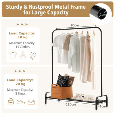 Costway Metal Clothes Stand Rack Hanging Garment Racks w/ Lower Storage Shelf - 8