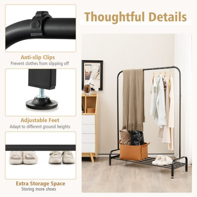 Costway Metal Clothes Stand Rack Hanging Garment Racks w/ Lower Storage Shelf - 9