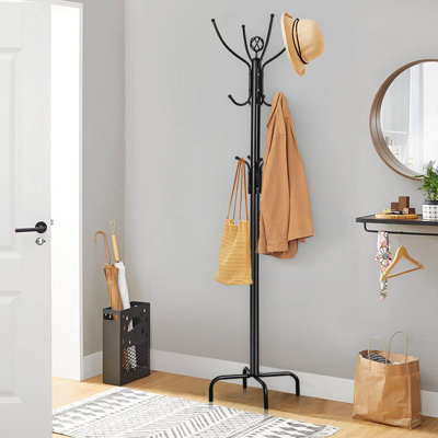 Costway Metal Coat Rack Hat Hanger Free Standing Hallstand Umbrella Stand with 12 Hooks - 7