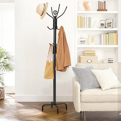 Costway Metal Coat Rack Hat Hanger Free Standing Hallstand Umbrella Stand with 12 Hooks - 8
