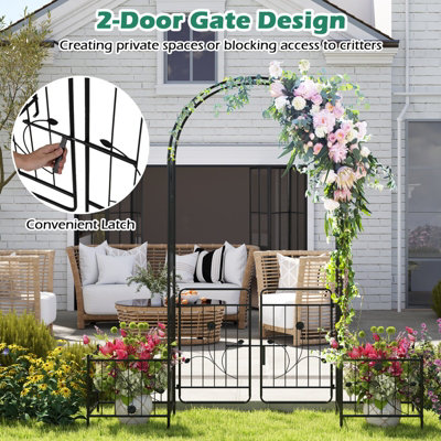 COSTWAY METAL GARDEN ARBOR OUTDOOR 220CM ARCH TRELLIS HEAVY-DUTY ARCHWAY