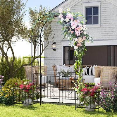 COSTWAY METAL GARDEN ARBOR OUTDOOR 220CM ARCH TRELLIS HEAVY-DUTY ARCHWAY