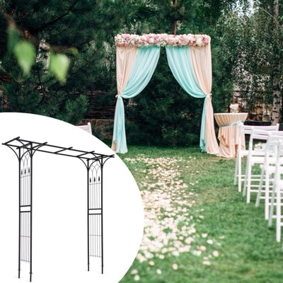 Costway Metal Garden Arch Outdoor Garden Arbor Patio Arbor Pergola for ...