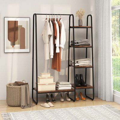 Costway Metal Garment Rack 4-Tier Closet Storage Organizer Open ...