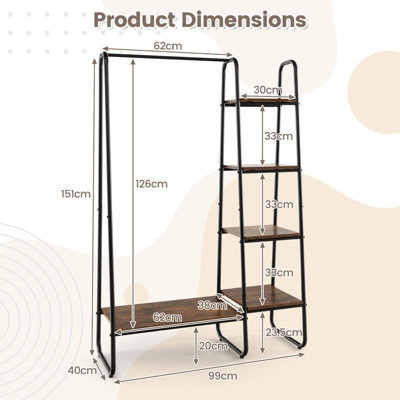 Costway Metal Garment Rack 4-Tier Closet Storage Organizer Open ...