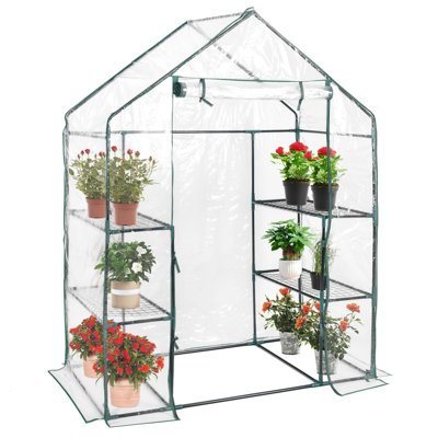 Costway Mini Walk-in Greenhouse Heavy-Duty Garden Warm House w/ PVC Cover