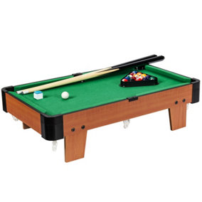 Costway Mini Wooden Billiards Table Snooker Game Set Table w/Billiards & Pool Cue