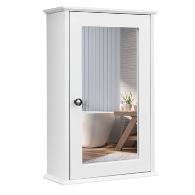 Costway Mirrored Bathroom Cabinet Wall Mount Storage Cabinet w/ Single Door Price Comparisons | Compare The Build