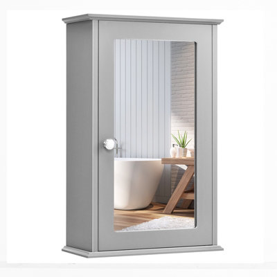 Costway Mirrored Bathroom Cabinet Wall Mount Storage Cabinet w/ Single Door Price Comparisons | Compare The Build