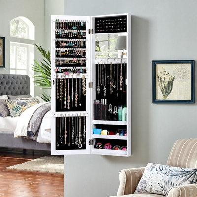 Mounted jewelry armoire with mirror deals