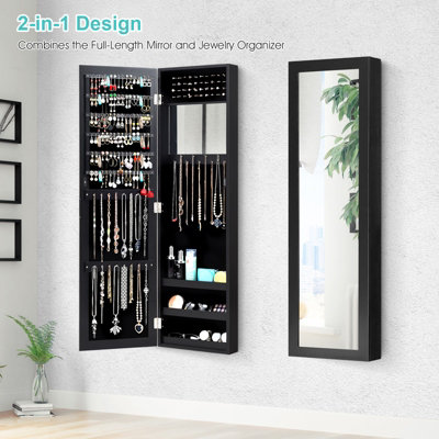 Jewelry Storage Cabinet Hanging Jewelry Armoire With Mirror