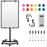 Costway Mobile Magnetic Whiteboard Height-Adjustable Dry Erase Board on Wheels 100 X 65 cm