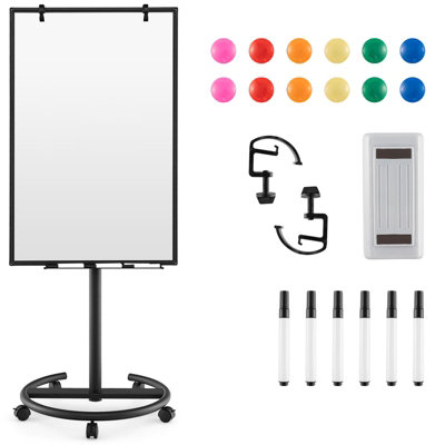 Costway Mobile Magnetic Whiteboard Height-Adjustable Dry Erase Board on Wheels 100 X 65 cm