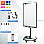 Costway Mobile Magnetic Whiteboard Height-Adjustable Dry Erase Board on Wheels 100 X 65 cm