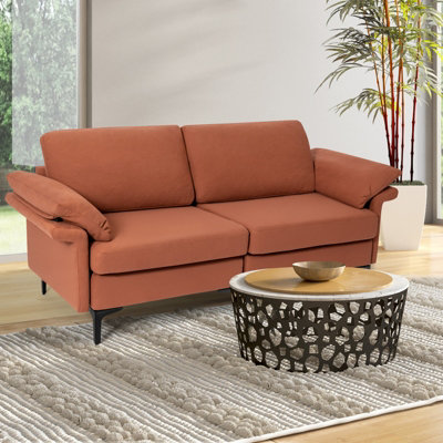 Costway Modern 2-Seat Sofa Couch Compact Sofa Furniture w/ Armrest Pillows