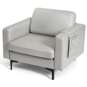 Costway Modern Accent Armchair Upholstered Single Sofa Chair w/ Magazine Holder
