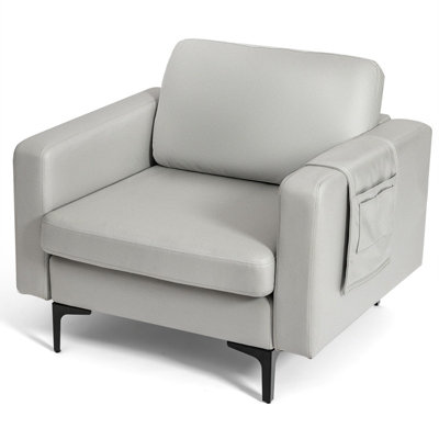 Costway Modern Accent Armchair Upholstered Single Sofa Chair w/ Magazine Holder