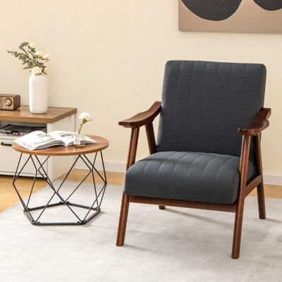 Costway Modern Accent Chair Ergonomic Leisure Chair Fabric Upholstered Lounge Chair