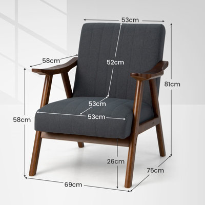 Costway Modern Accent Chair Ergonomic Leisure Chair Fabric Upholstered Lounge Chair