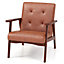 Costway Modern Accent Chair Tufted Reading Armchair Upholstered Sofa W/ Rubber Wood Frame
