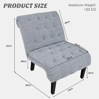 Costway Modern Armless Accent Chair Ergonomic Leisure Chair W/ Backrest & Overstuffed Seat