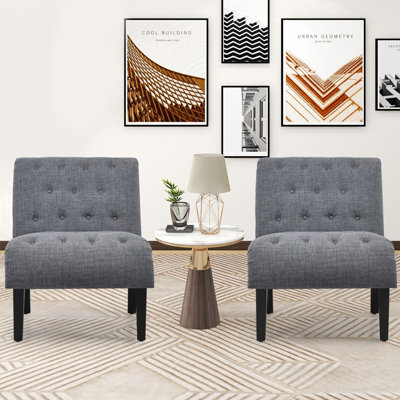 Costway Modern Armless Accent Chair Ergonomic Leisure Chair W/ Backrest & Overstuffed Seat