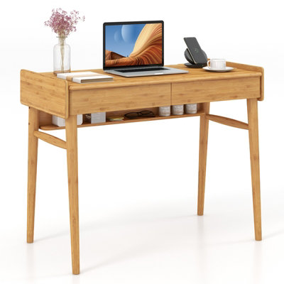 Bamboo deals white desk