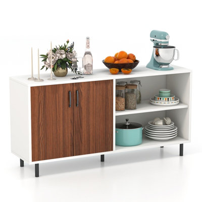 Costway Modern Buffet Sideboard Kitchen Storage Cabinet with 2 Doors & Metal Legs