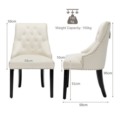 Costway Modern Button-Tufted Dining Chair Upholstered Side Chair with Nail Head Trim